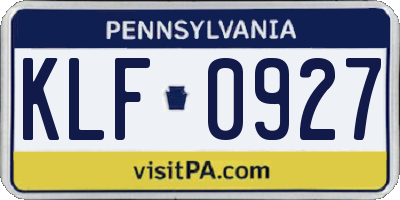 PA license plate KLF0927