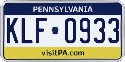 PA license plate KLF0933