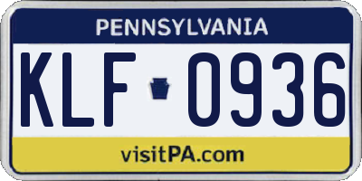 PA license plate KLF0936