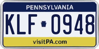 PA license plate KLF0948