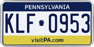 PA license plate KLF0953
