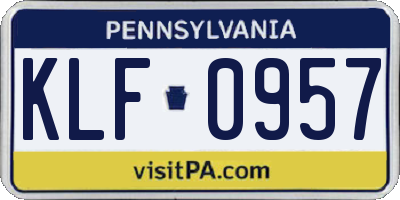 PA license plate KLF0957