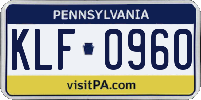 PA license plate KLF0960
