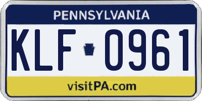 PA license plate KLF0961