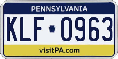 PA license plate KLF0963
