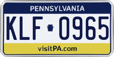 PA license plate KLF0965