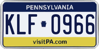 PA license plate KLF0966