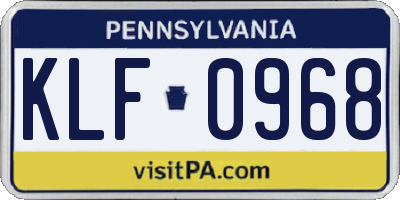 PA license plate KLF0968