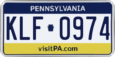 PA license plate KLF0974