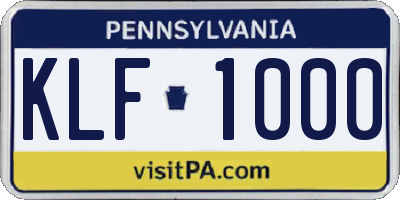 PA license plate KLF1000
