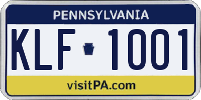 PA license plate KLF1001