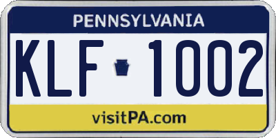 PA license plate KLF1002