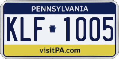 PA license plate KLF1005