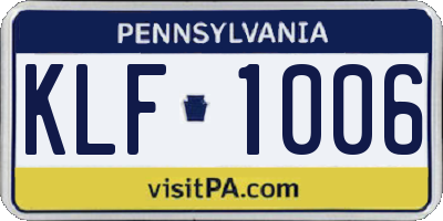 PA license plate KLF1006