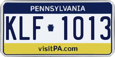 PA license plate KLF1013