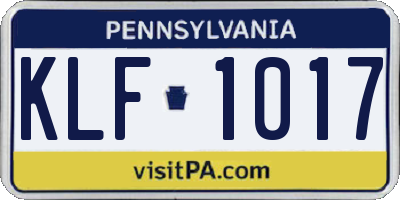 PA license plate KLF1017