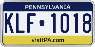 PA license plate KLF1018
