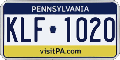PA license plate KLF1020