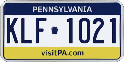 PA license plate KLF1021