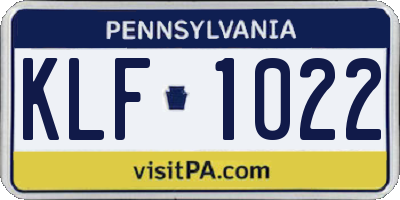 PA license plate KLF1022