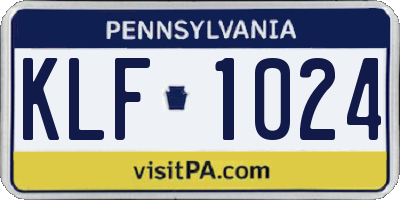 PA license plate KLF1024