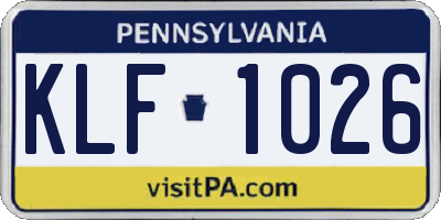 PA license plate KLF1026