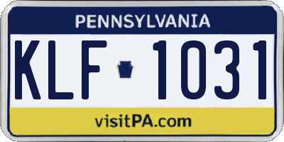 PA license plate KLF1031