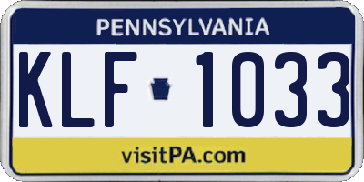 PA license plate KLF1033