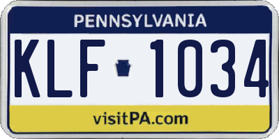 PA license plate KLF1034