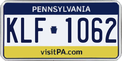 PA license plate KLF1062