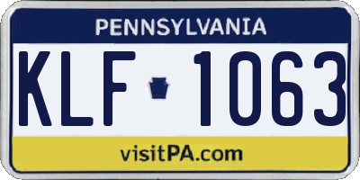 PA license plate KLF1063