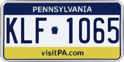 PA license plate KLF1065