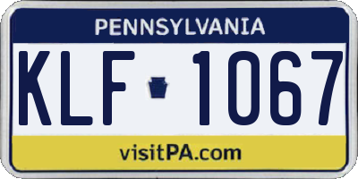 PA license plate KLF1067