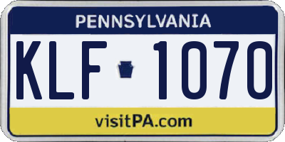 PA license plate KLF1070