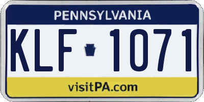 PA license plate KLF1071