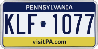 PA license plate KLF1077