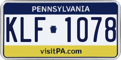 PA license plate KLF1078