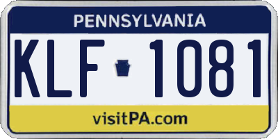 PA license plate KLF1081
