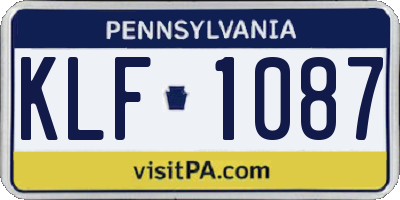 PA license plate KLF1087