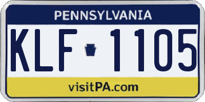 PA license plate KLF1105
