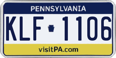 PA license plate KLF1106