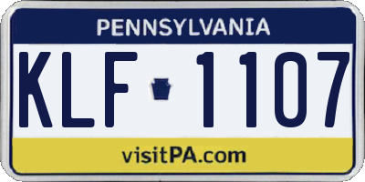 PA license plate KLF1107