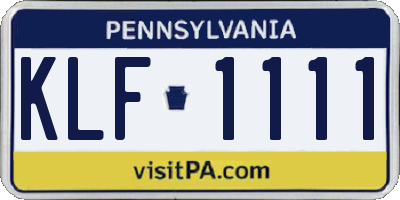 PA license plate KLF1111
