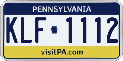 PA license plate KLF1112