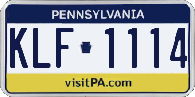 PA license plate KLF1114