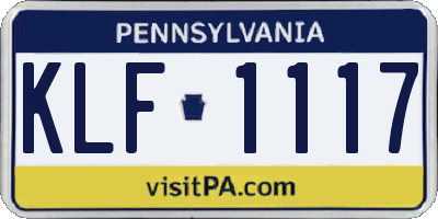 PA license plate KLF1117