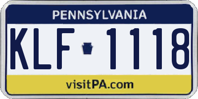PA license plate KLF1118