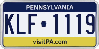 PA license plate KLF1119