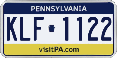 PA license plate KLF1122