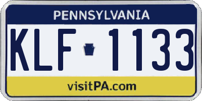 PA license plate KLF1133